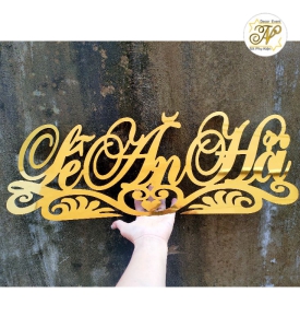 chữ cổng hoa alu vàng gương